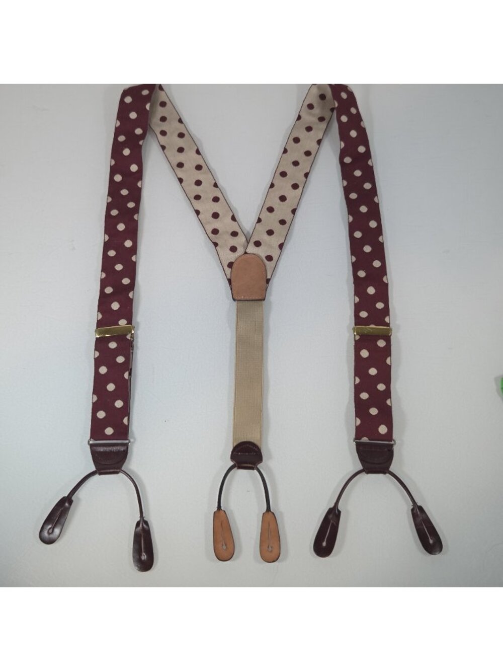 Vintage Red Polka Dotted Suspenders Unbranded